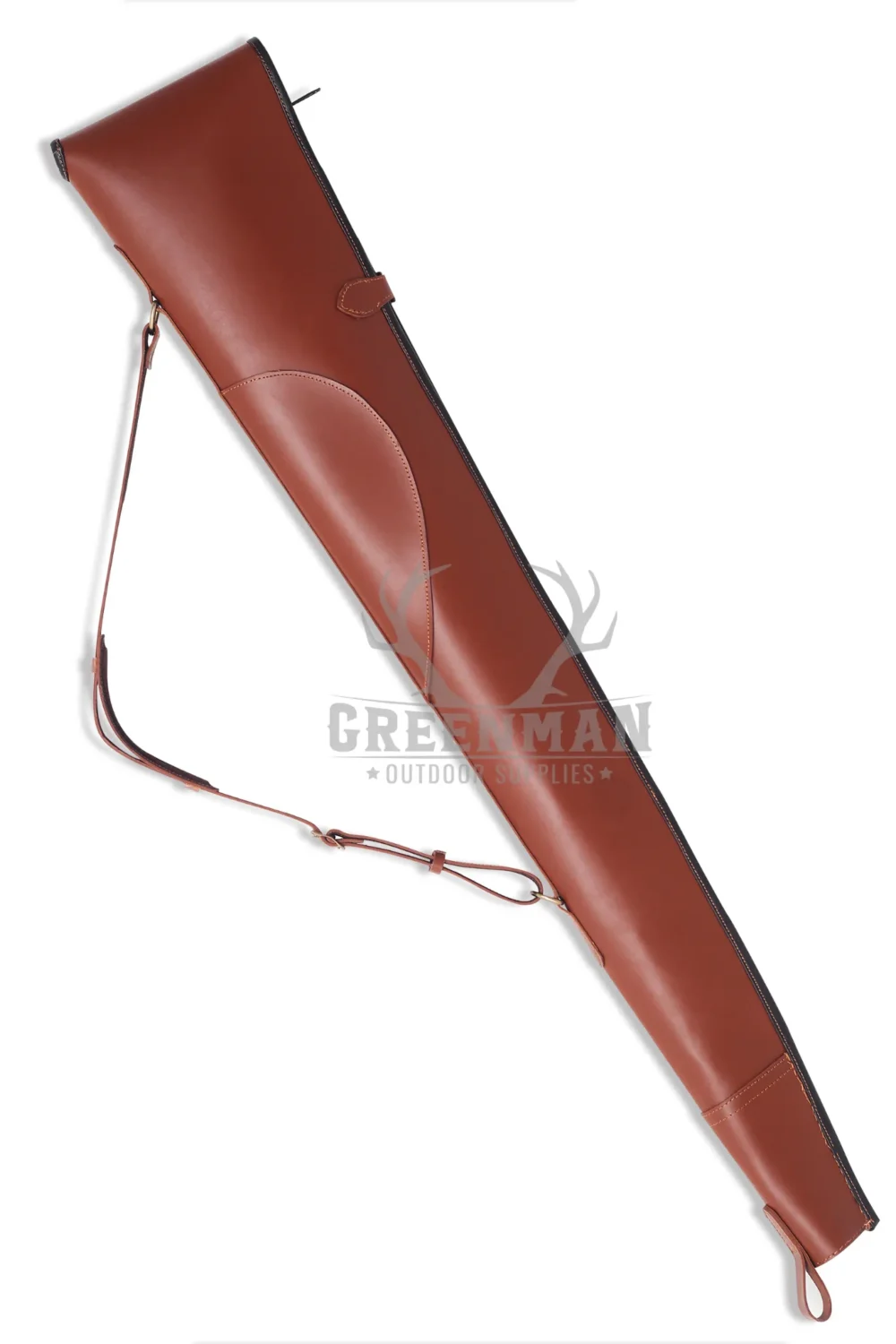 Leather Rifle Case with Adjustable Shoulder Strap,Genuine Leather Rifle Case in Dark Brown,Handcrafted Leather Gun Case for Long Rifle,Scalloped Opening Rifle Case Made of Real Leather,Leather Rifle Case with Brass Buckles