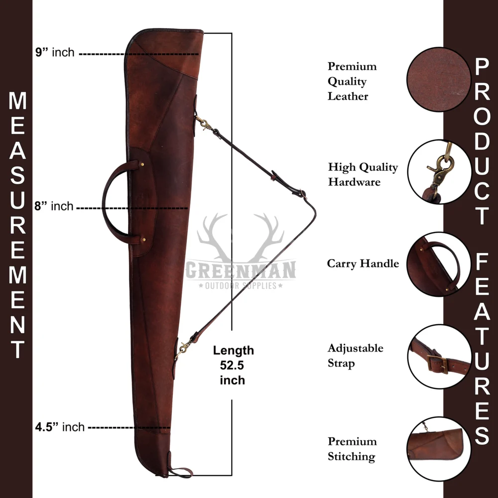 leather rifle case, fleece lined rifle bag, rifle case with durable quailty, rifle case with premium quality, brown leather gun case, rifle case with brass buckles, full grain leather firearm case